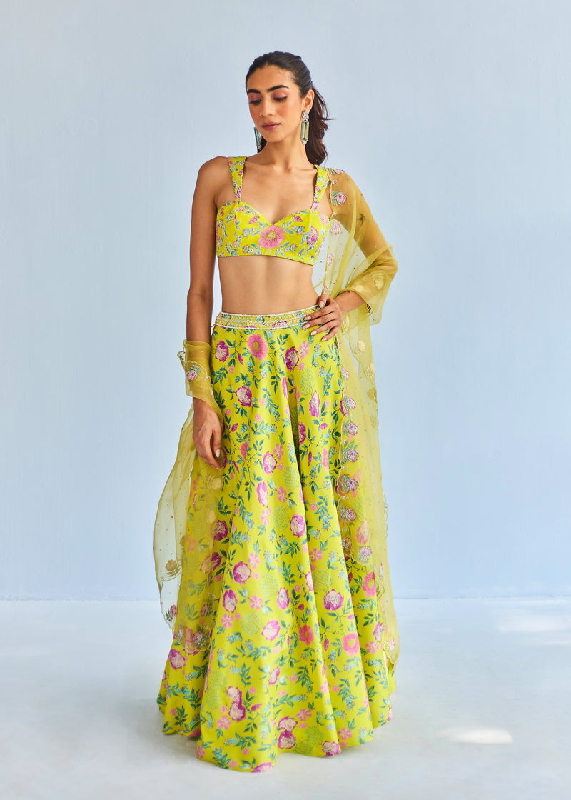 SIA LEHENGA SET - LIME YELLOW