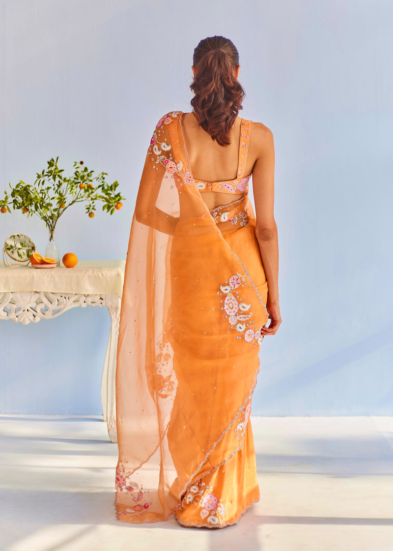 TIFNI SAREE GISELE BLOUSE SET - TANGERINE ORANGE