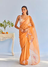 TIFNI SAREE NORI BLOUSE SET - TANGERINE ORANGE