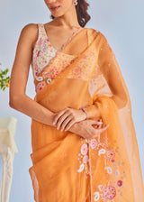 TIFNI SAREE NORI BLOUSE SET - TANGERINE ORANGE