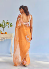 TIFNI SAREE NORI BLOUSE SET - TANGERINE ORANGE