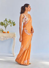 TIFNI SAREE NORI BLOUSE SET - TANGERINE ORANGE