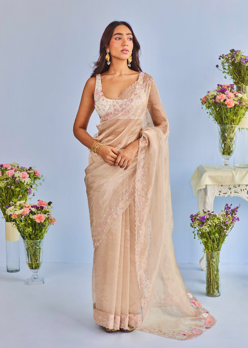 EKA SAREE NORI BLOUSE SET - ROSE GOLD