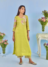 ZIVA STRAIGHT KURTA SET - PEAR GREEN