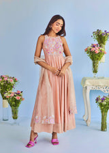 AELIA SLEEVELESS ANARKALI SET - NUDE PEACH