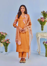 ZIVA STRAIGHT KURTA SET - TANGERINE ORANGE