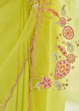 TIFNI SAREE ALICE BLOUSE SET - LIME GREEN