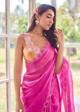 AKIRA SAREE GISELE BLOUSE SET - FUSCHIA PINK