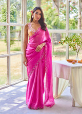 AKIRA SAREE GISELE BLOUSE SET - FUSCHIA PINK