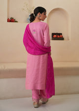 Rehaab Tissue Kurta Set - Pink