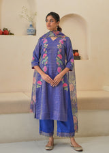 Rehaab Tissue Kurta Set - Purple