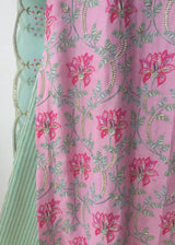 Leaf Kurta Set - Carnation Pink