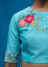 Bahaar Lehenga Ruhi Blouse Set - Turquoise Blue