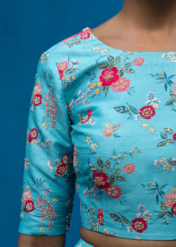 Bahaar Blouse - Turquoise Blue