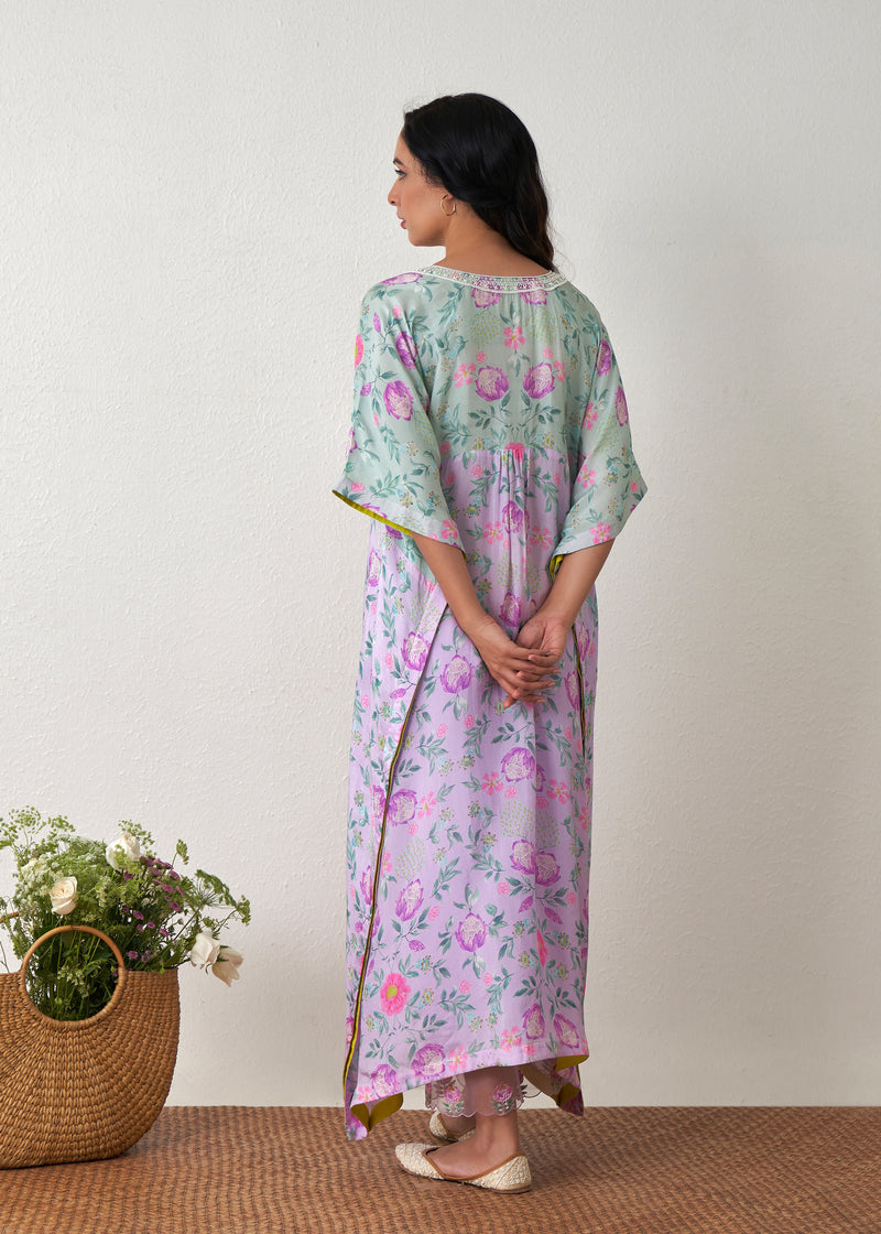 Sia Long Kaftan Set - Lavender-Sage Green