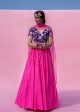 Sharnamli from The Pink Post Inc in our Fuchsia Pink Jacobean Lehenga Set