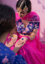 Sharnamli from The Pink Post Inc in our Fuchsia Pink Jacobean Lehenga Set