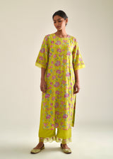 Jacobean Kurta Set - Lime Green