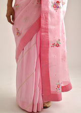 Applique Saree Blouse Set - Carnation Pink