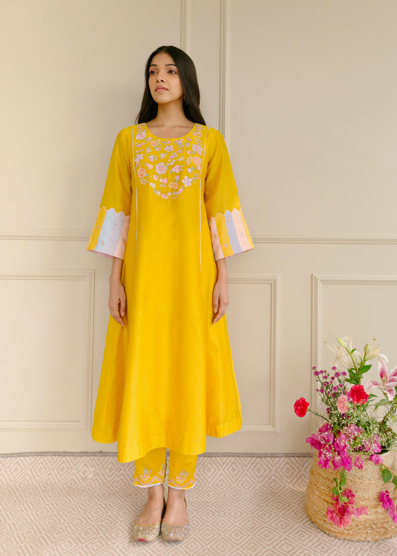 Irusu Kurta Set - Mustard Yellow