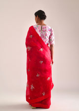 Applique Saree Blouse Set - Red