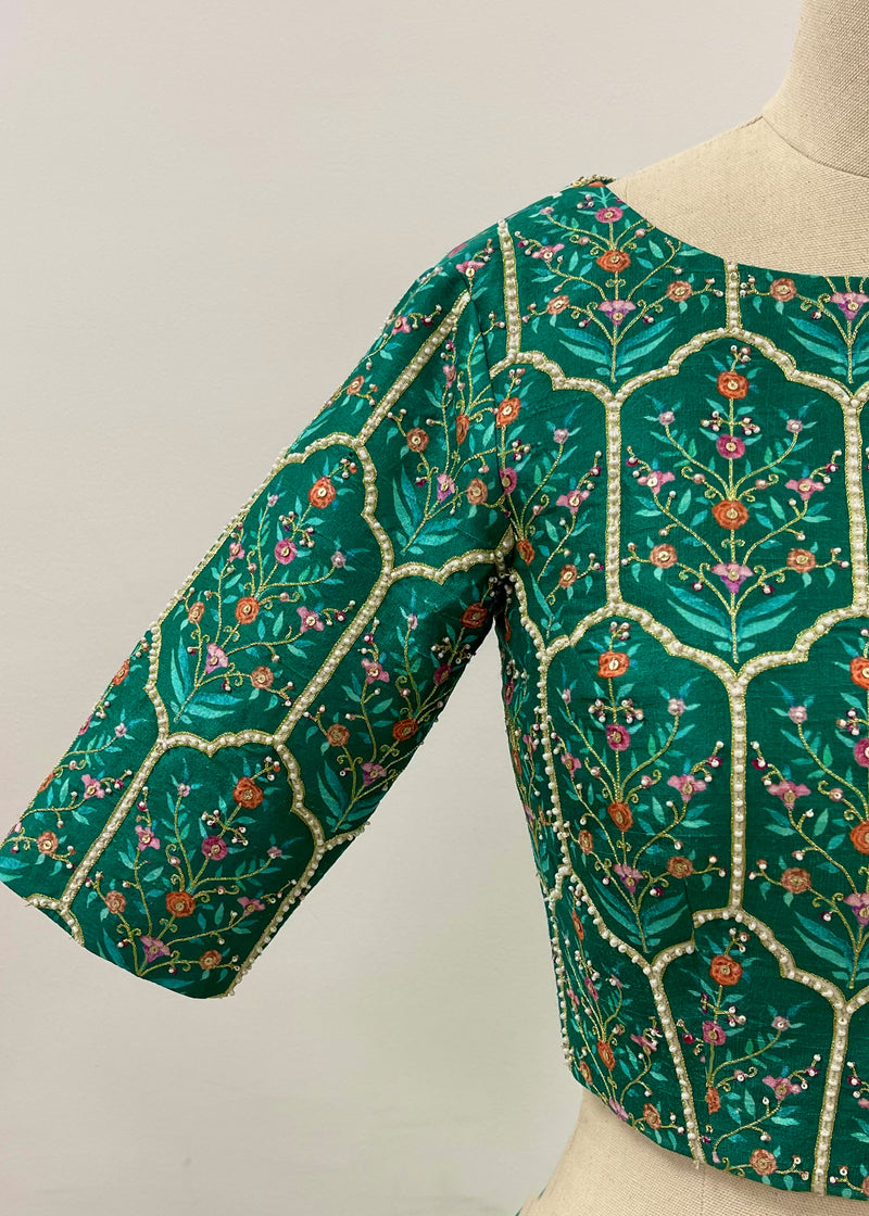 Mughal Blouse - Emerald Green