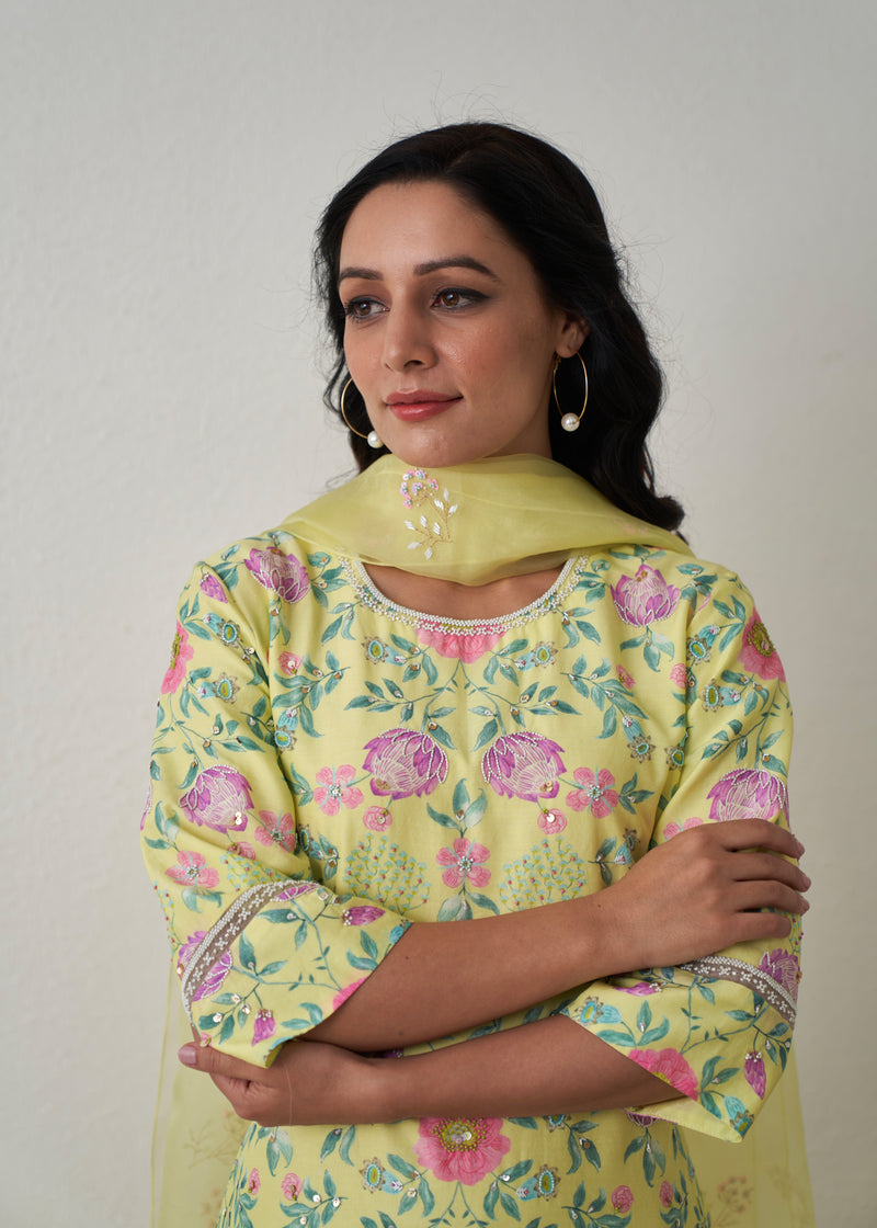 Sia Kurta Sharara Set - Buttercup yellow