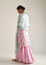 Leaf Kurta Lehenga Set - Carnation Pink